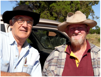 This is where it starts at the opal mines – Peter and Jim at Lightning Ridge